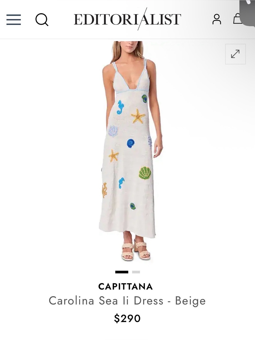 Capittana Beige Maxi Dress with Sea Motif Embroidery